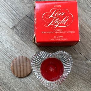 Avon Love Light Clearfire Transparent Fragrance Candle Red 1982 Heart Shape